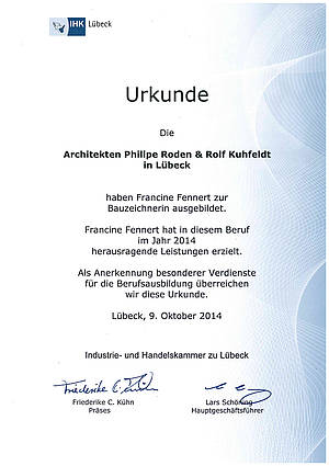 Bestenehrung der IHK Lübeck 2014 - Urkunde